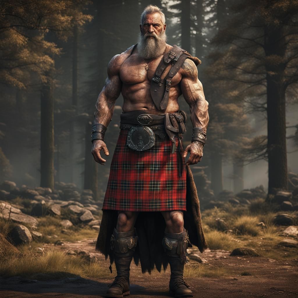Barbaric Scottish Warrior in Detailed Matte Painting