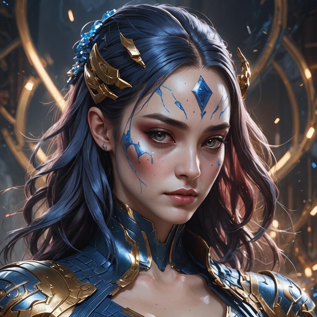 Mystique Marvelpunk Portrait in Hyperdetailed Concept Art