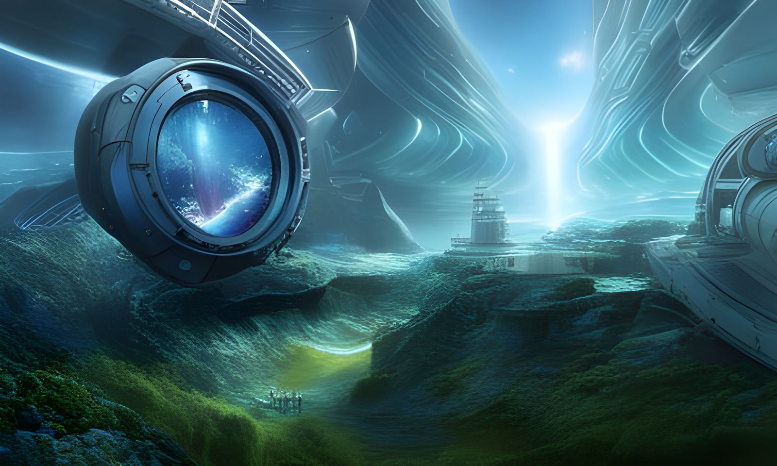 O'Neill Cylinder Space Station Interior: Digital Matte Paint...