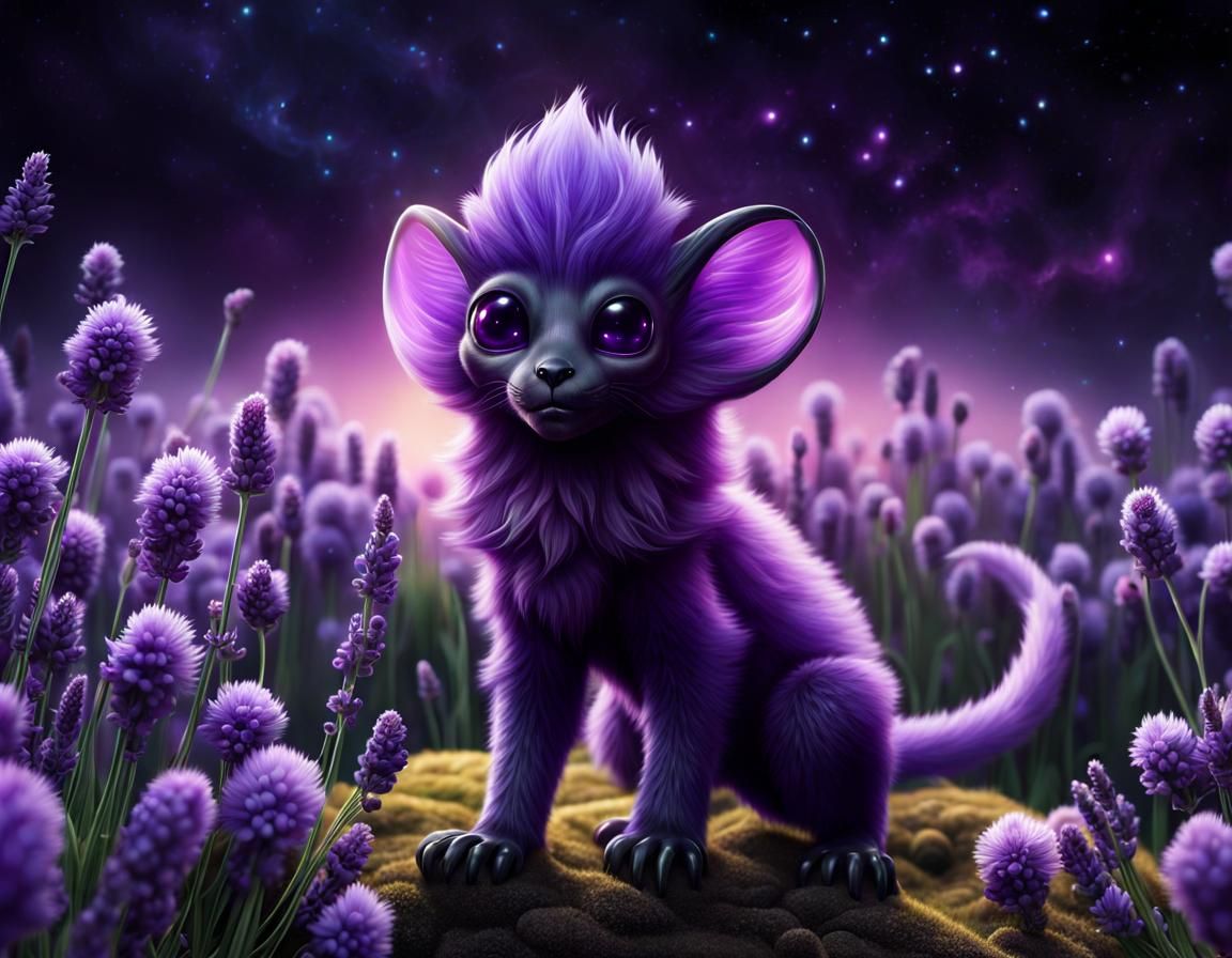 Adorable Fluffy Purple Alien Creature in Hyperreal Detail