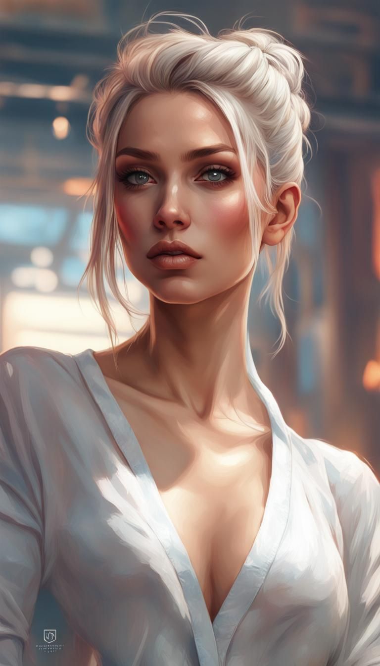 Beautiful Woman Portrait in Hyperdetailed Digital Art