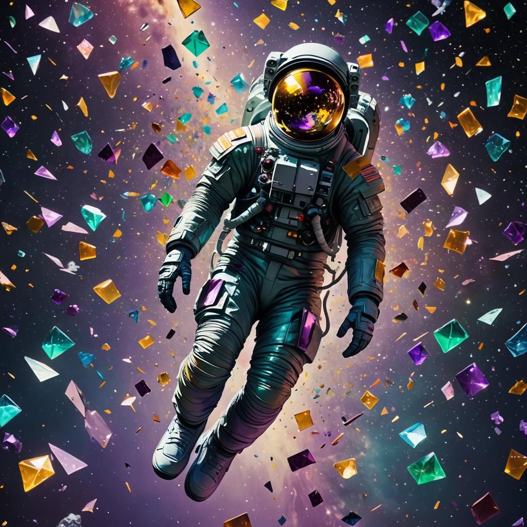 Glass Astronaut Floating in Zero Gravity