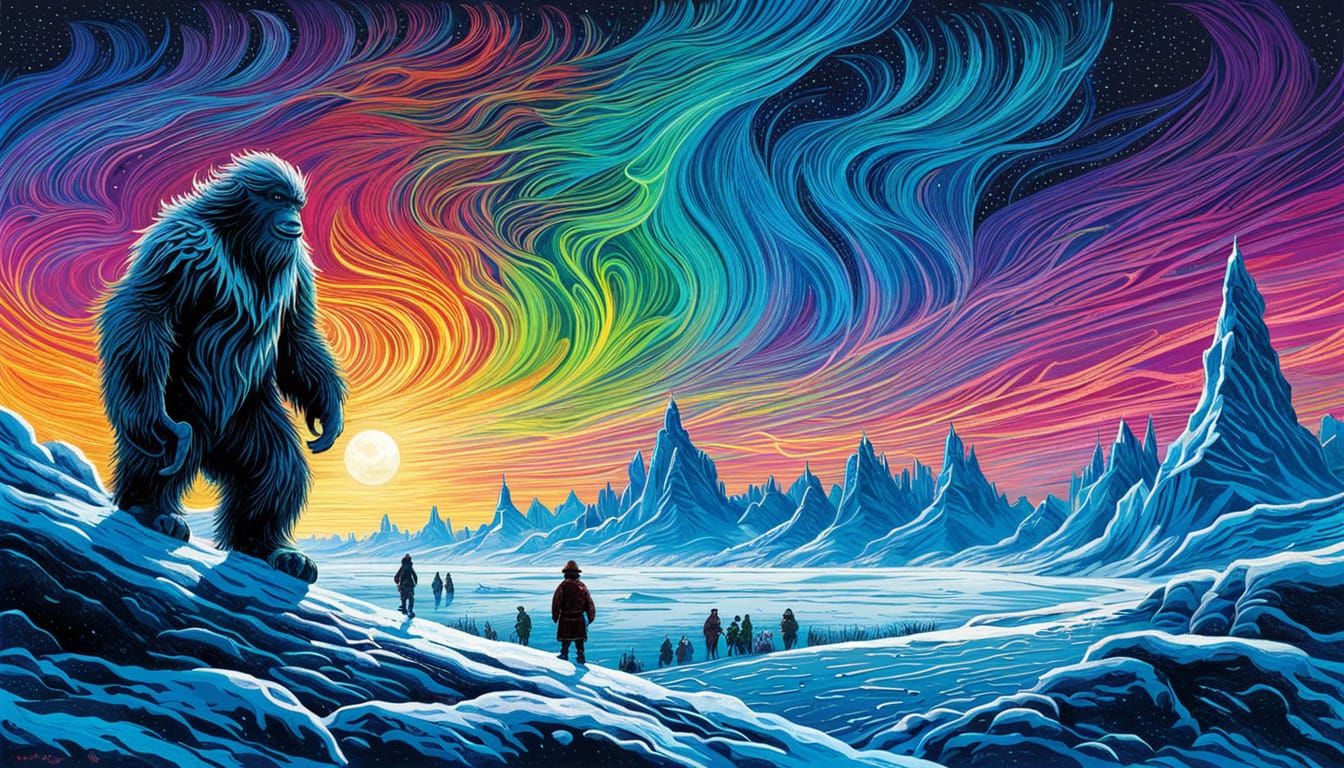Surreal Ice Planet Landscape in Vibrant Colors