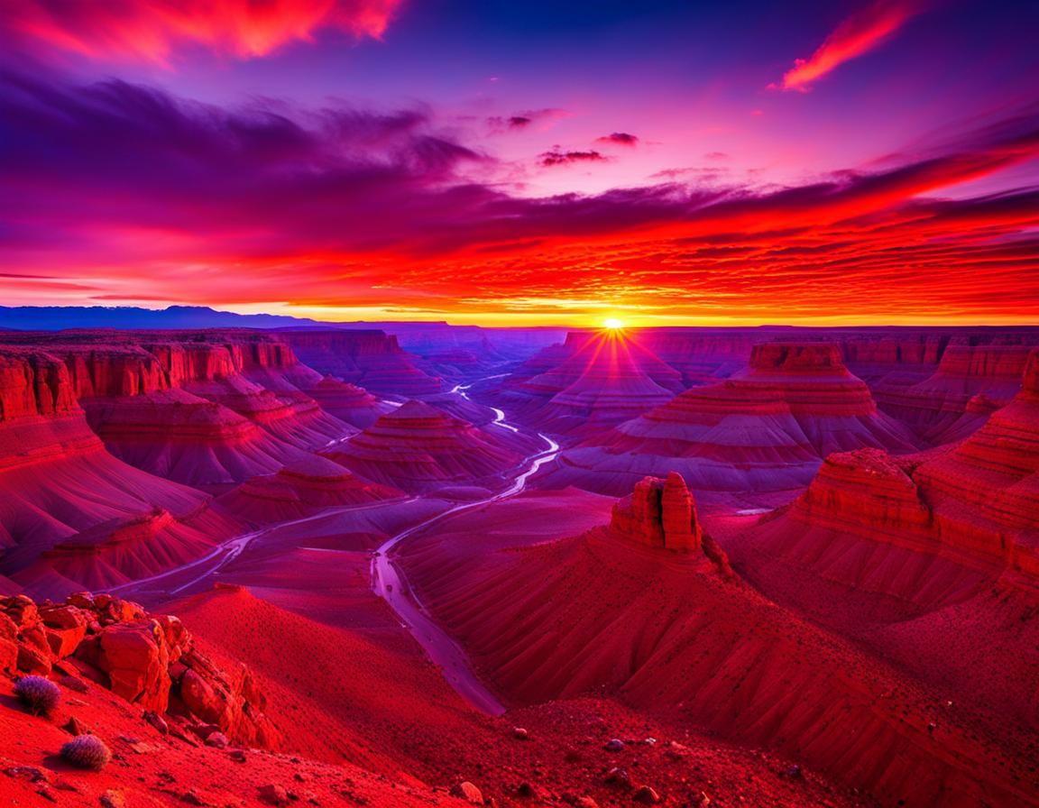 Serene Red Desert Canyon at Sunset