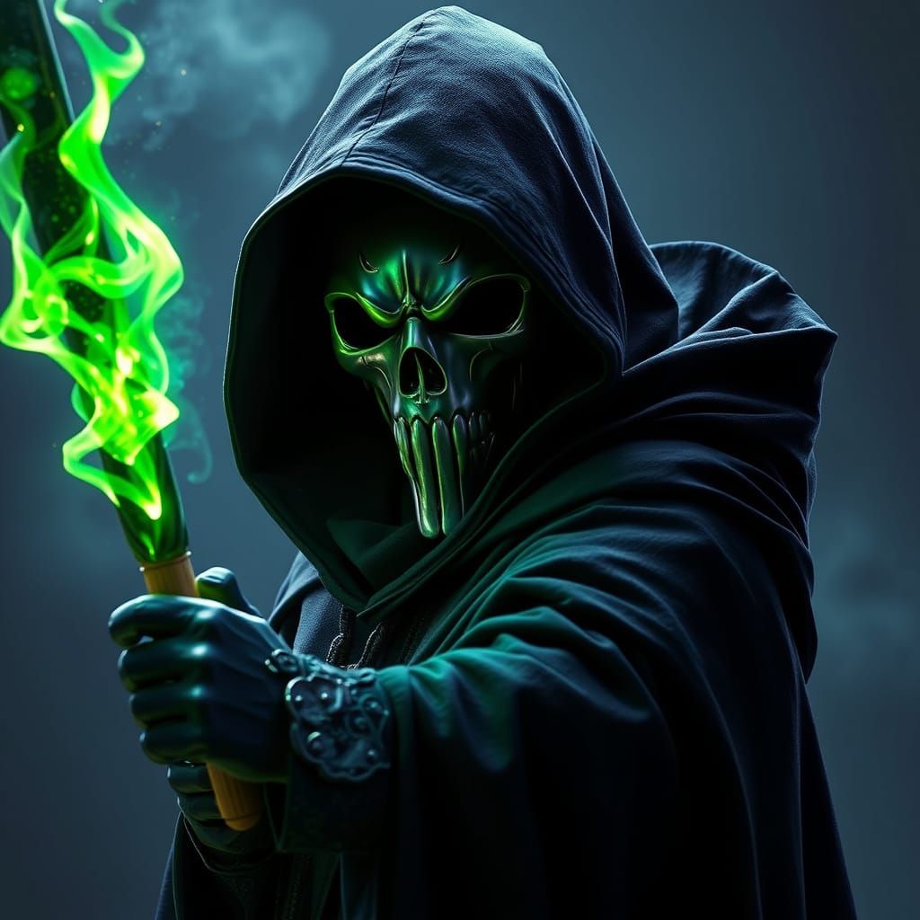 Dark Fantasy Wizard Masterpiece in Cyberpunk Aesthetic