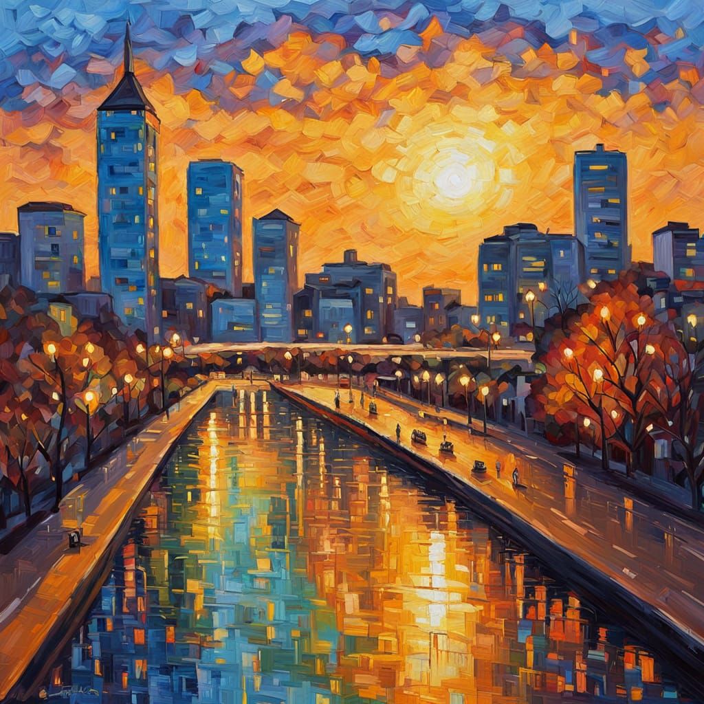 Ottawa Cityscape Oil Painting in Expressionist Style