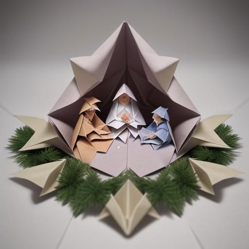 Origami Nativity Scene Papercraft in 8K