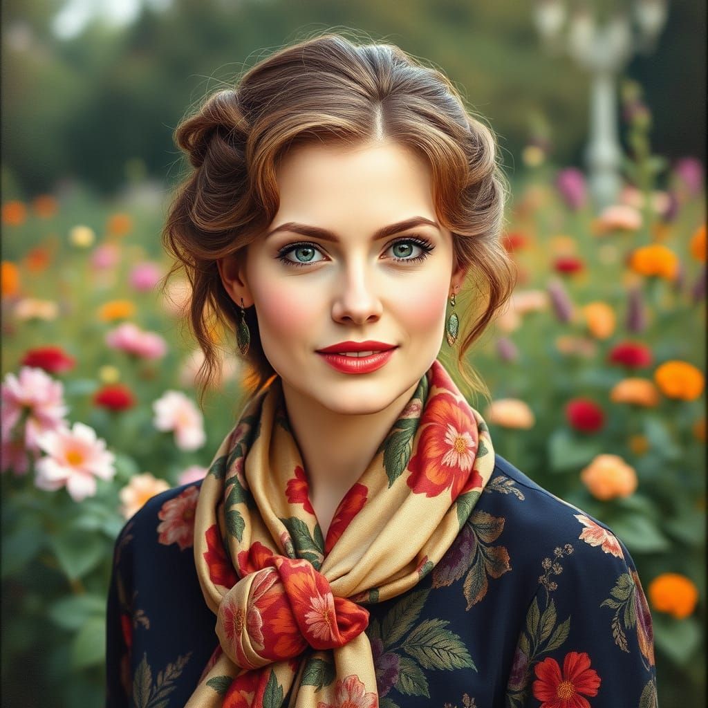 Floral Garden Portrait in Kincaid Style
