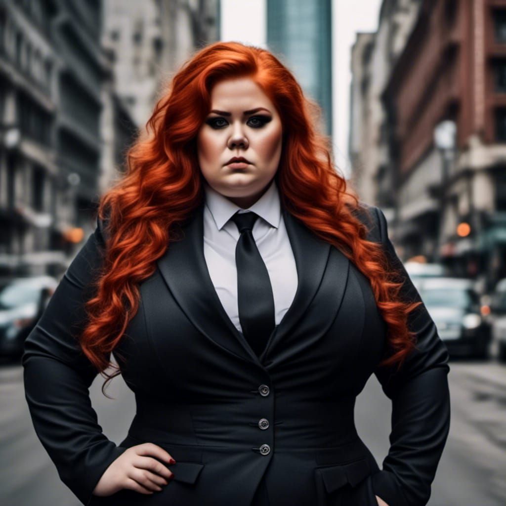Curvy Woman in Business Suit: Hyperrealistic Image