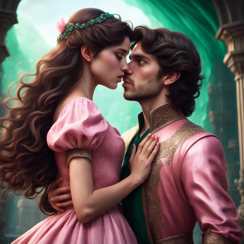 Fantasy Kiss: Detailed Matte Painting in 8K