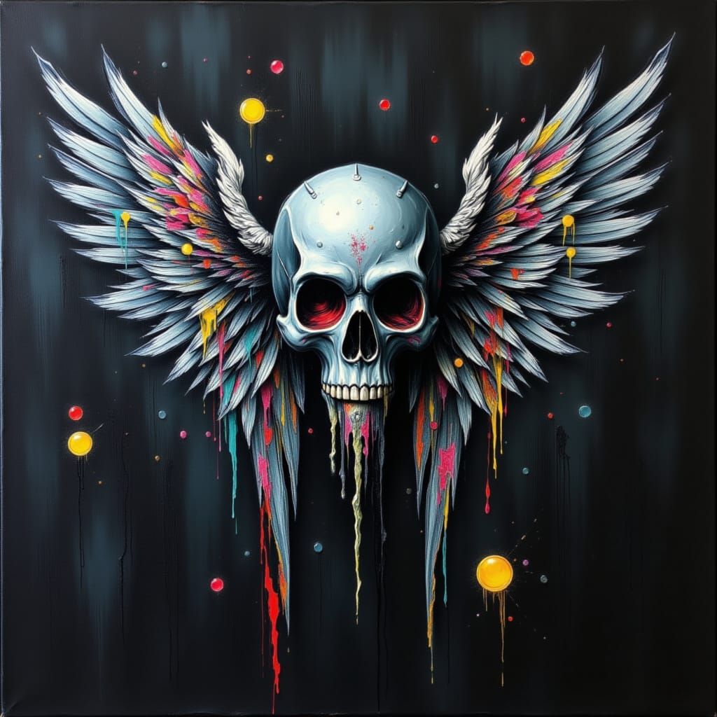 Impasto Wings on Black Canvas