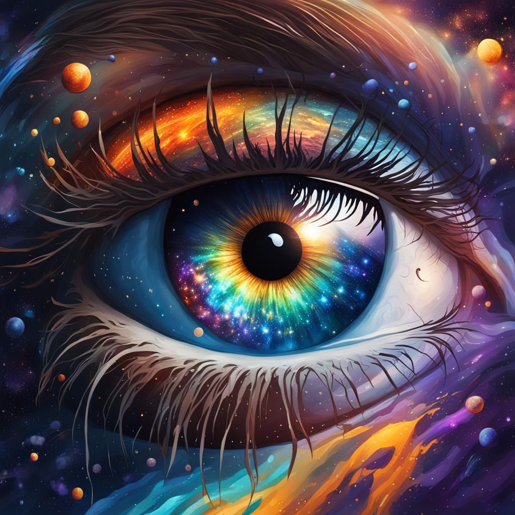 Hyperrealistic Space Eye with Galaxy Iris