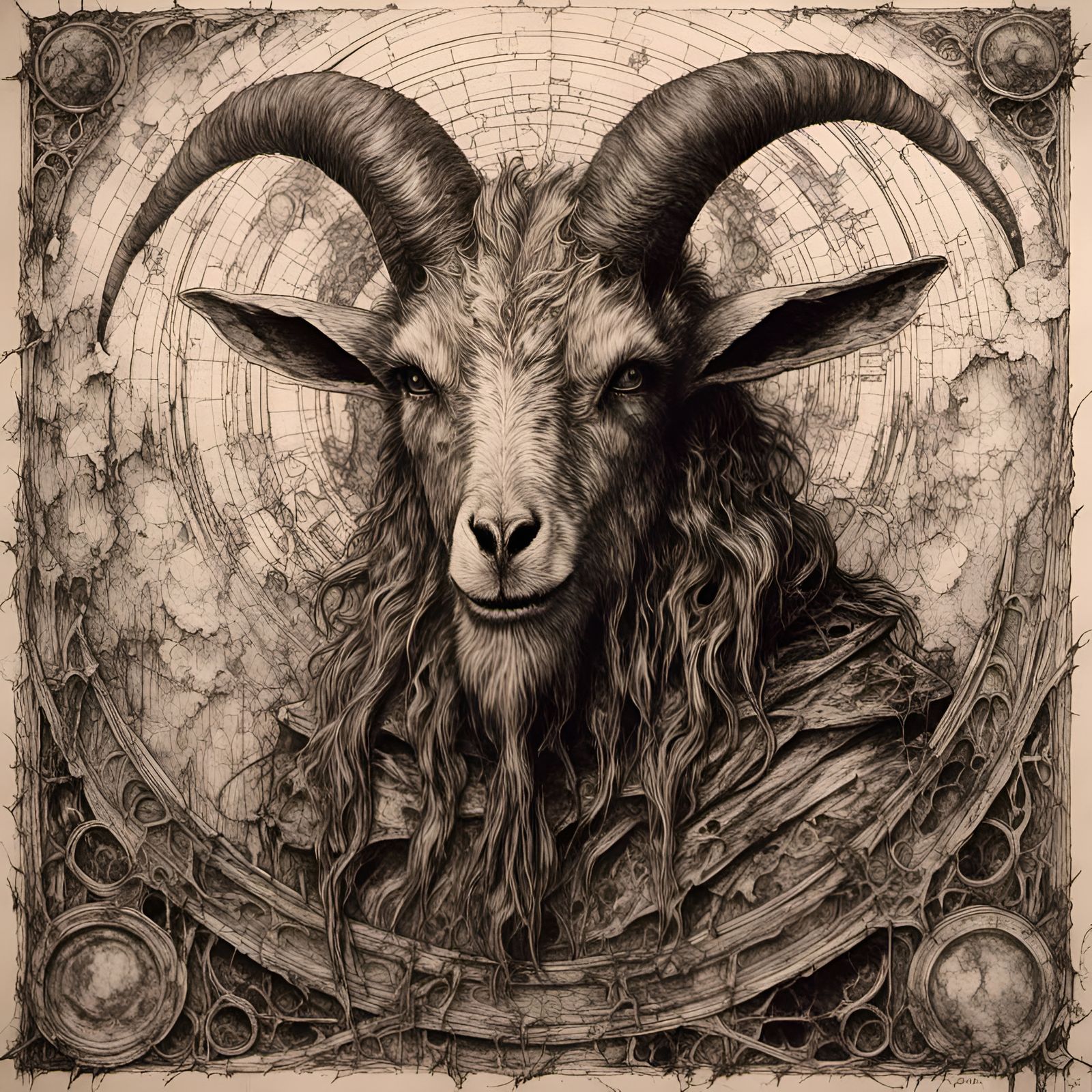 Occult Furry Demon Line Art in Blood