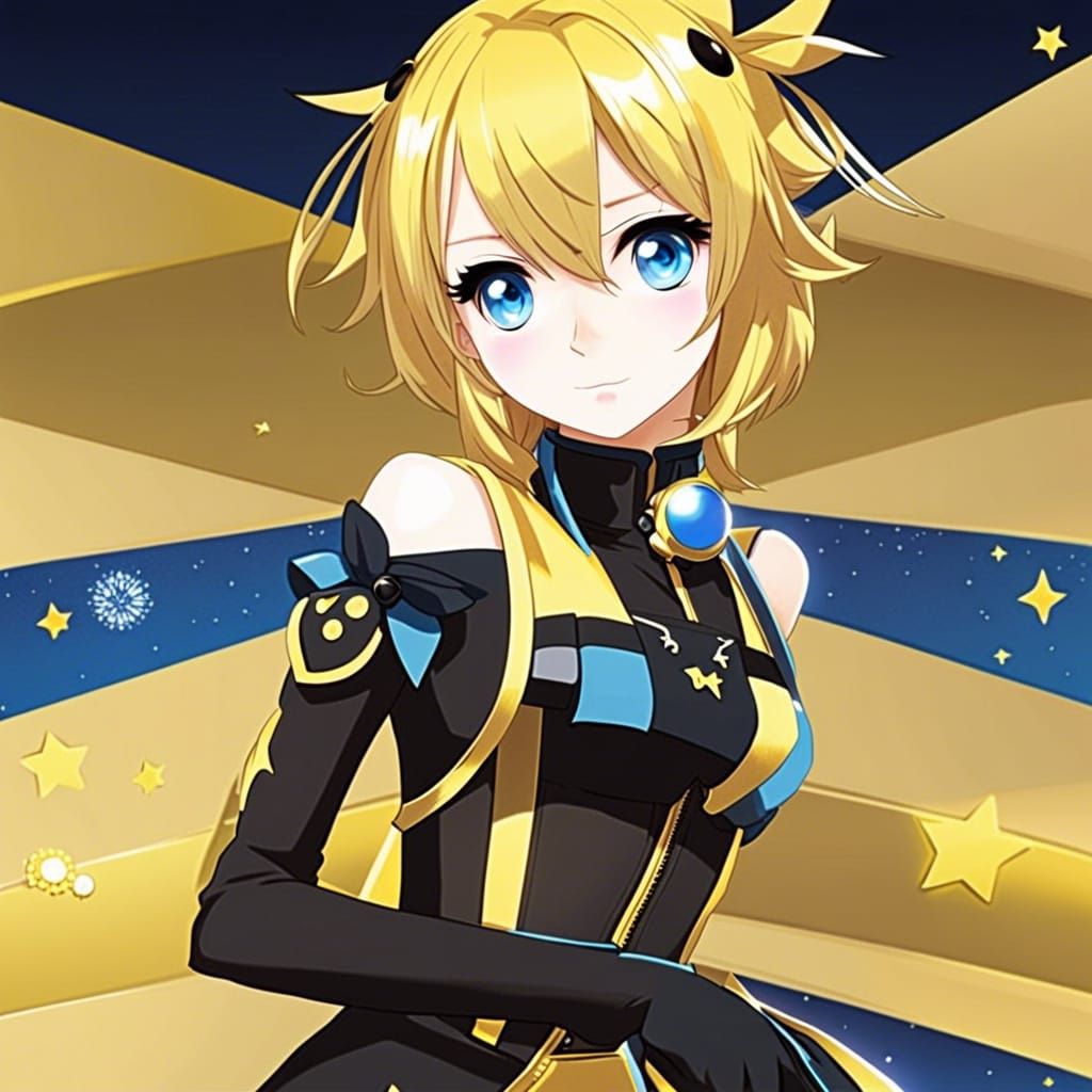 Kagamine Rin Close-Up Portrait in Cute Cartoon Style