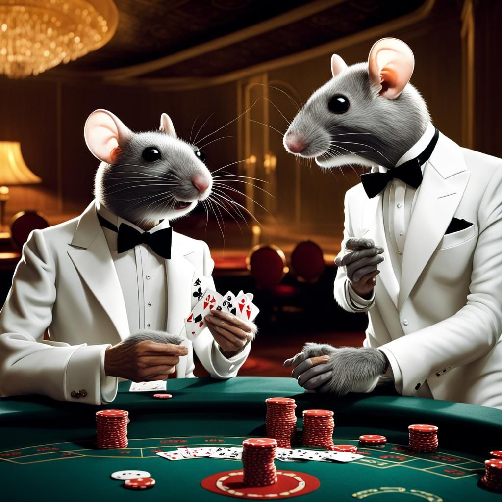 Fancy Mice Playing Cards at a Casino