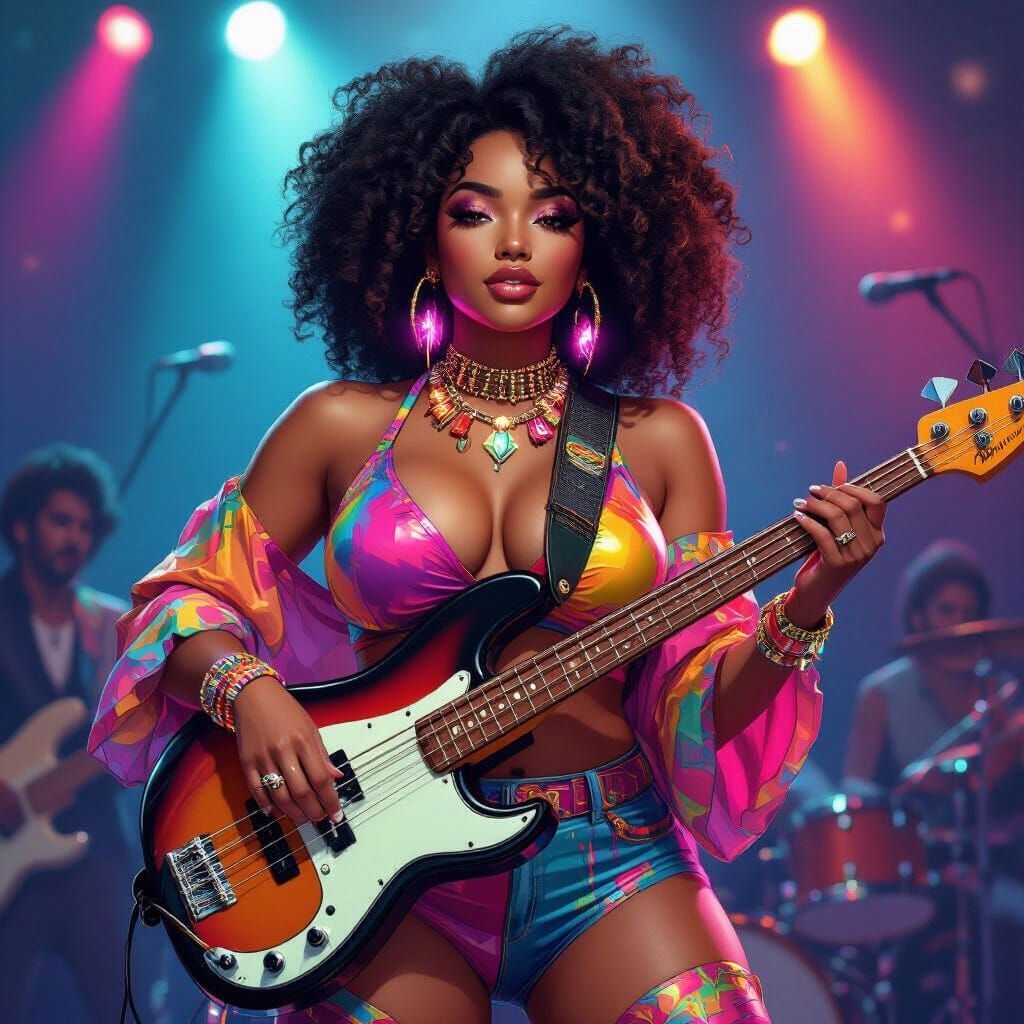 Afro-Latina Musician Portrait in Art Nouveau Style