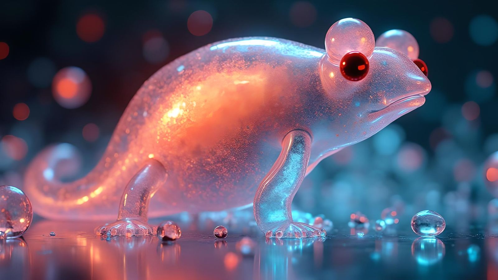 Kinetic Resin Bot: Animated Sci-Fi Art Design