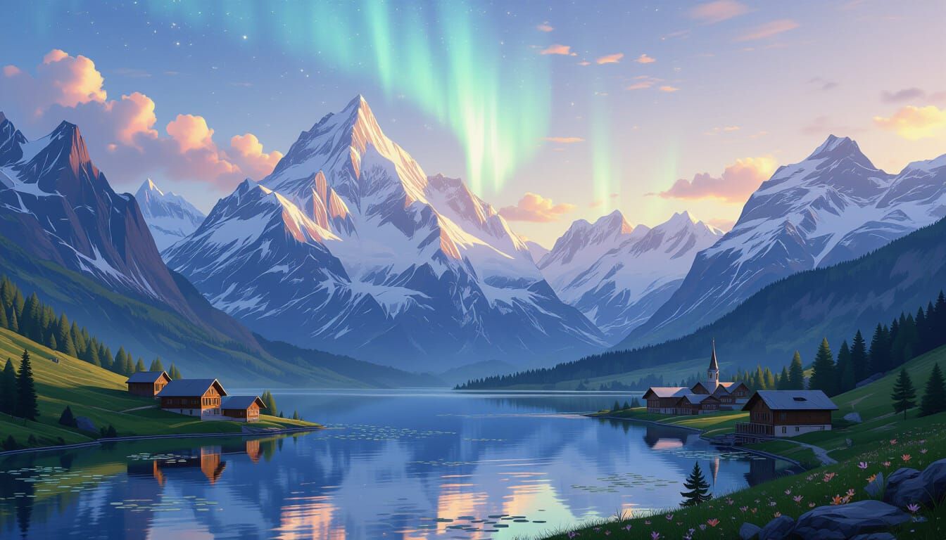 Majestic Swiss Alps Landscape at Golden Hour