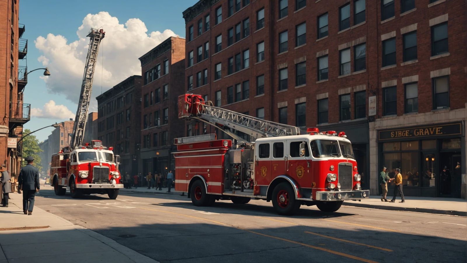 1950s Firetruck in Chicago, 3D Game Cinematic