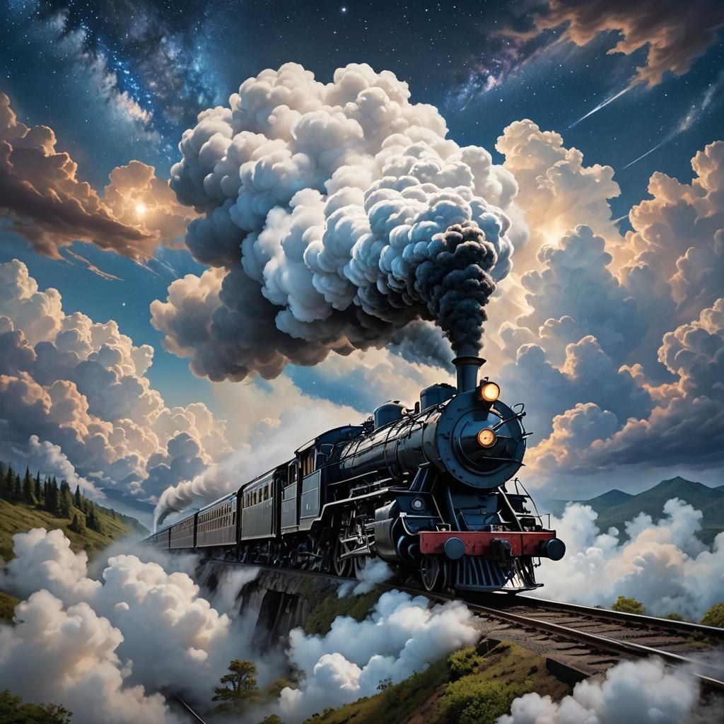 Majestic Steam Train on the Milky Way Express