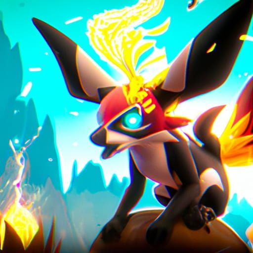 Braixen Pokémon Detailed Matte Painting