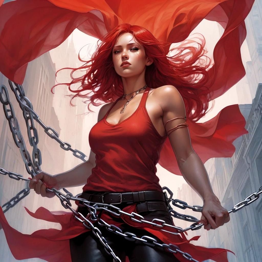 Fiery Liberation: Woman Breaking Chains