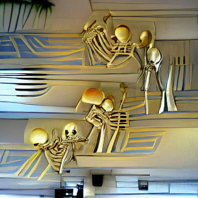 Cartoon Skeletons in Dramatic Poses