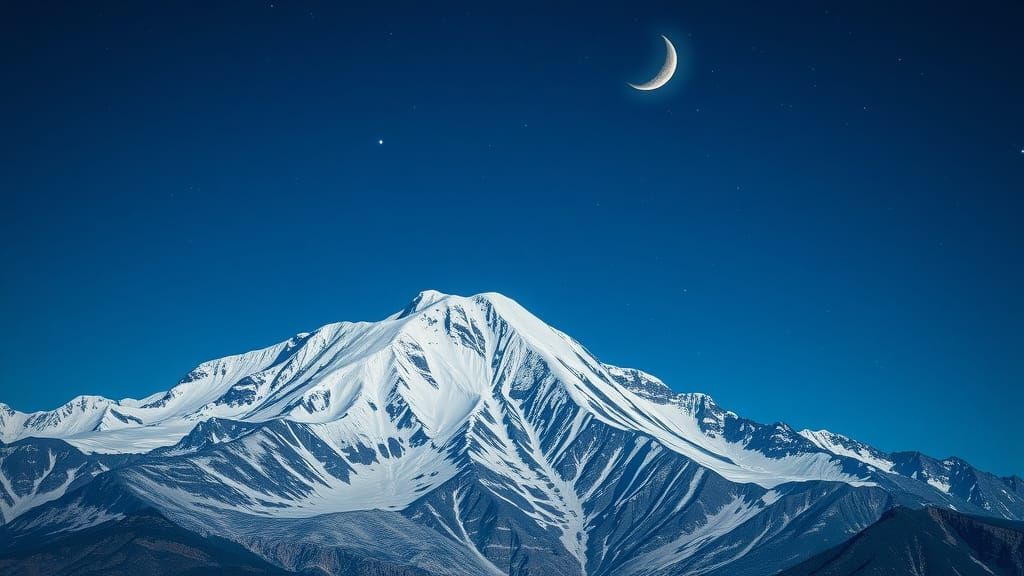 Majestic Mountain Peak Under Constellation Nightscape