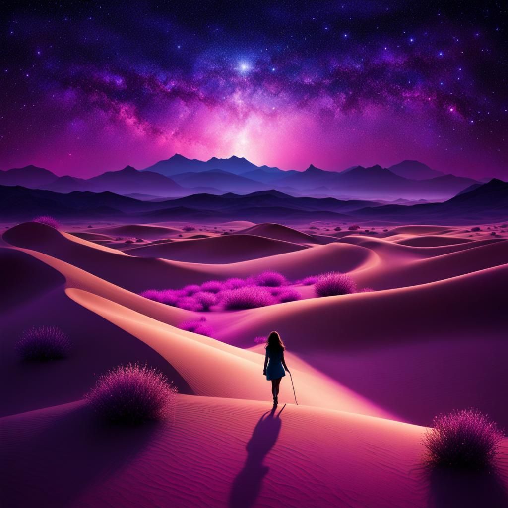 Fantasy Desert Night Sky with Bokeh Effects