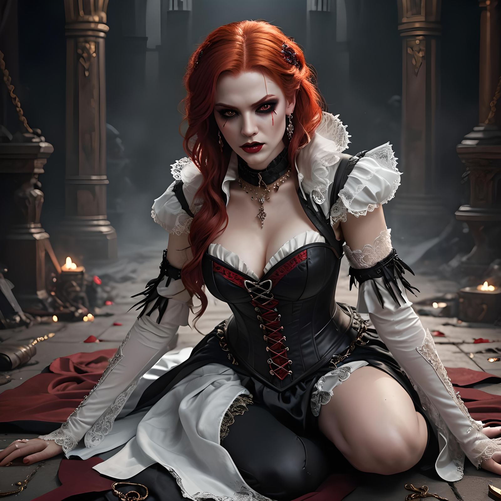 Gorgeous Vampire Woman Portrait in Hyperrealistic Style