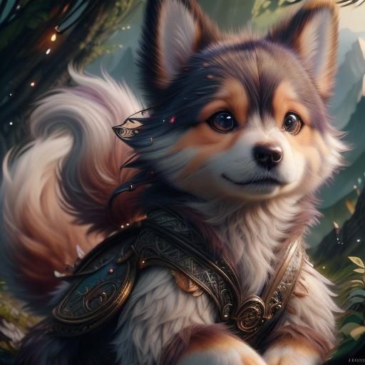 Gorgeous Dog Portrait in Semi-Realism Style