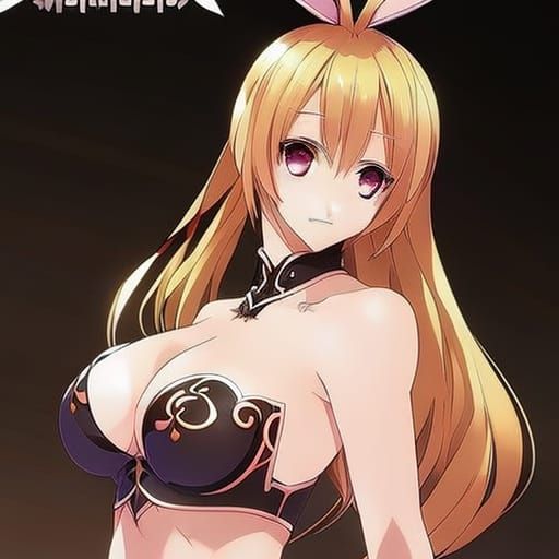 Anime Girl in Bunny Suit and Strapless Bikini