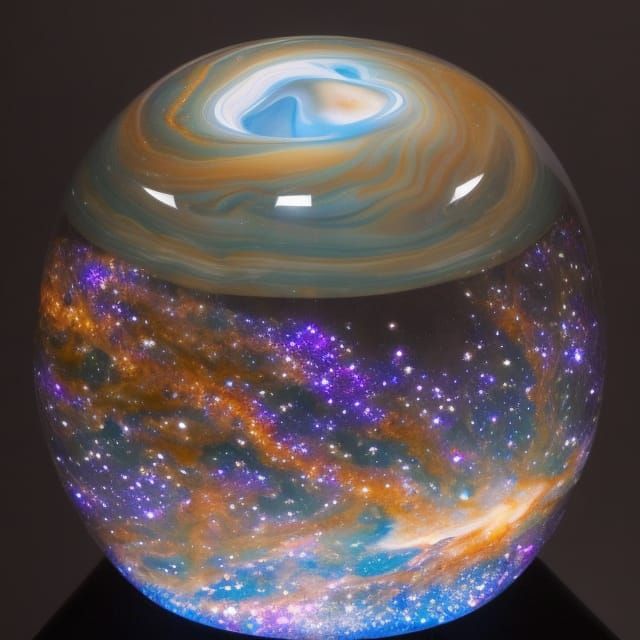 Milky Way Galaxy in Glass Orb: Hyperrealistic Display