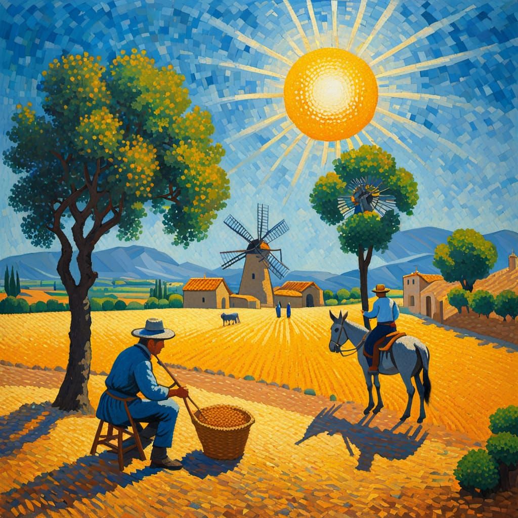 Spanish Sower in Baking Sun, Impressionist Style