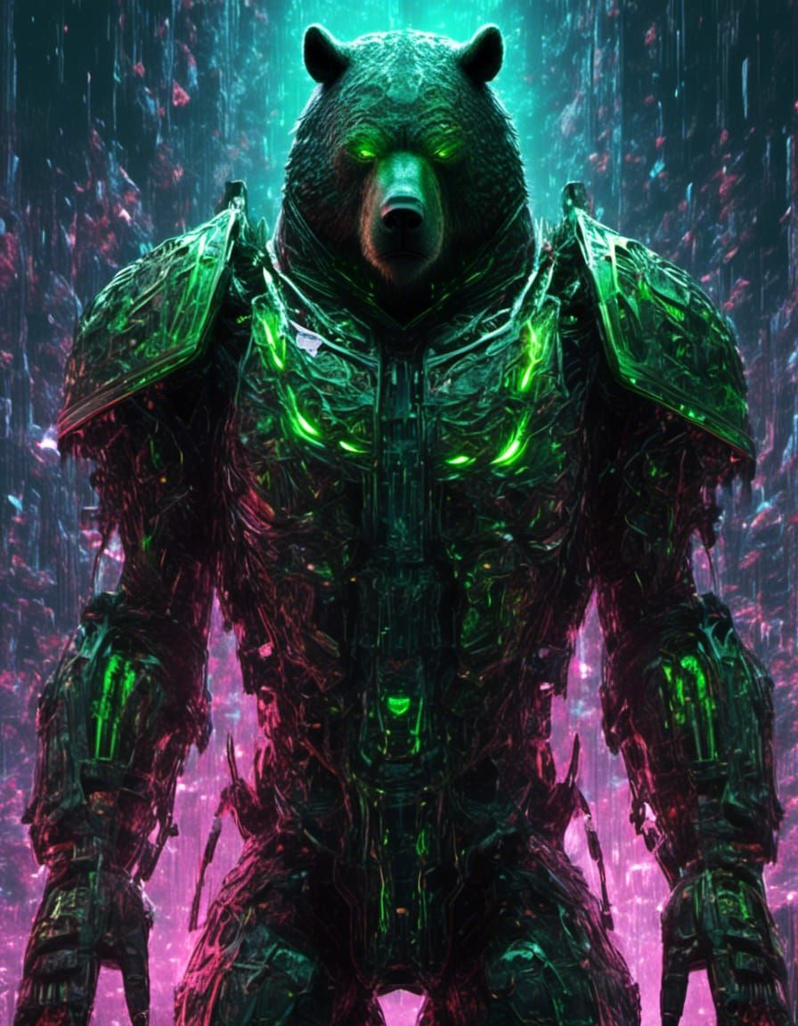 Bioluminescent Ghost Bear in Matrix Style