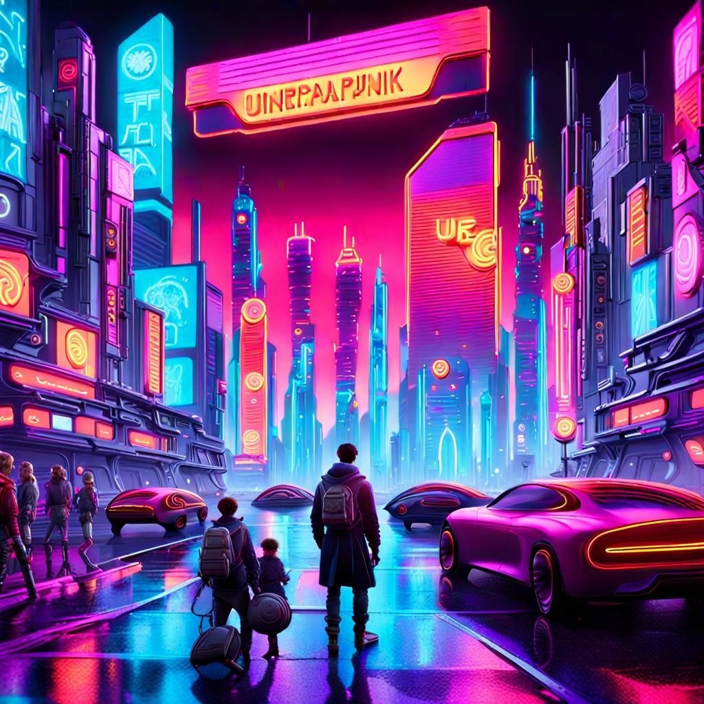 Cyberpunk Cityscape with Neon Lights in 8K