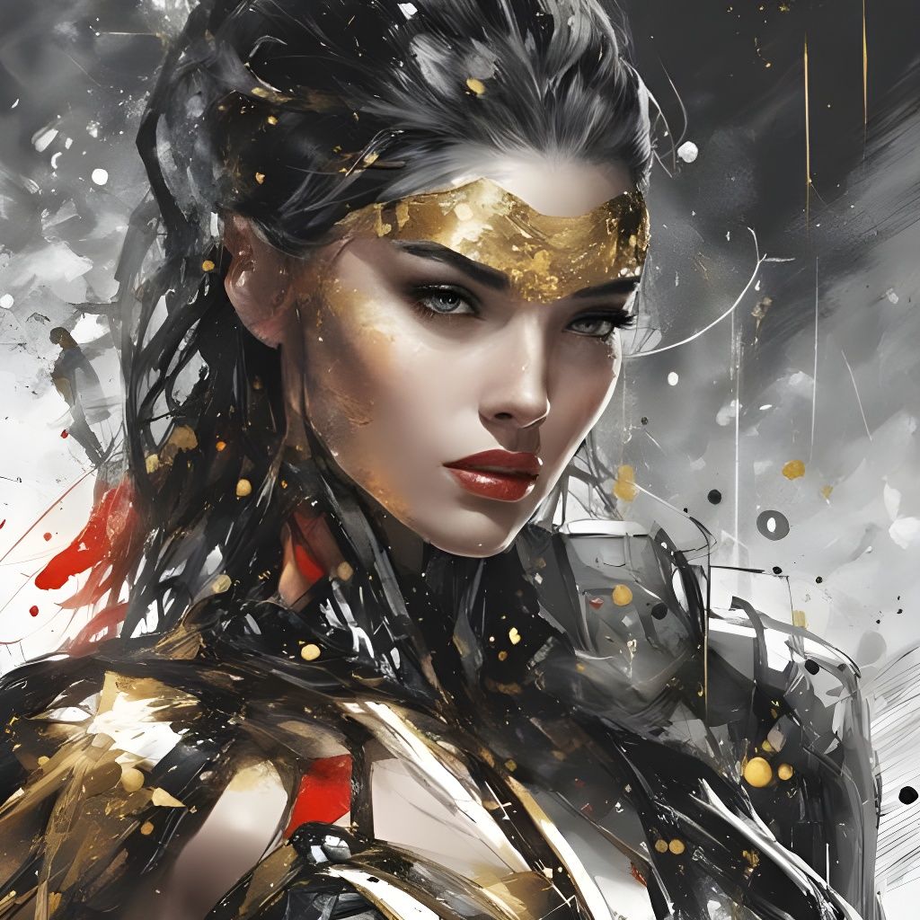 Futuristic Spanish Girl Portrait in Watercolor Style