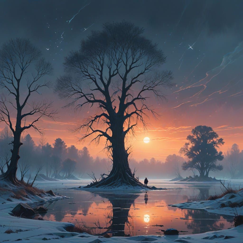 Frozen Moment of Spiritual Awakening in Surrealism