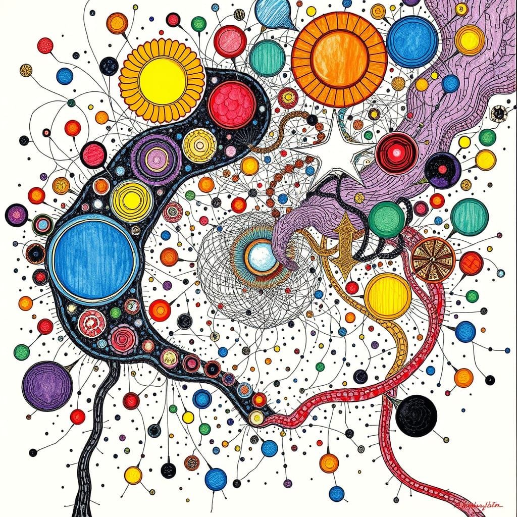 Psychedelic Caffeine Art Deco Drawing in Kandinsky Style