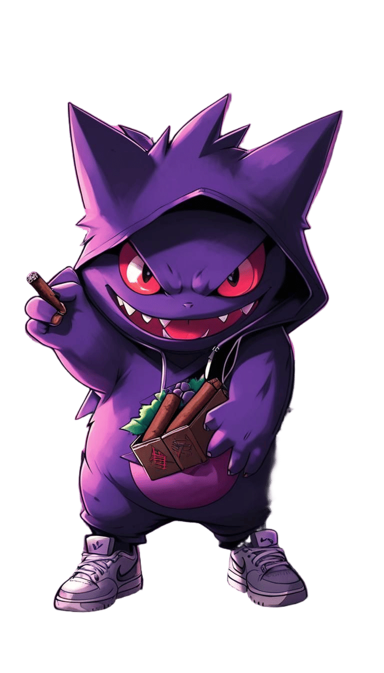Pokémon Gengar Smokes a Cigar in Black Nike Tech