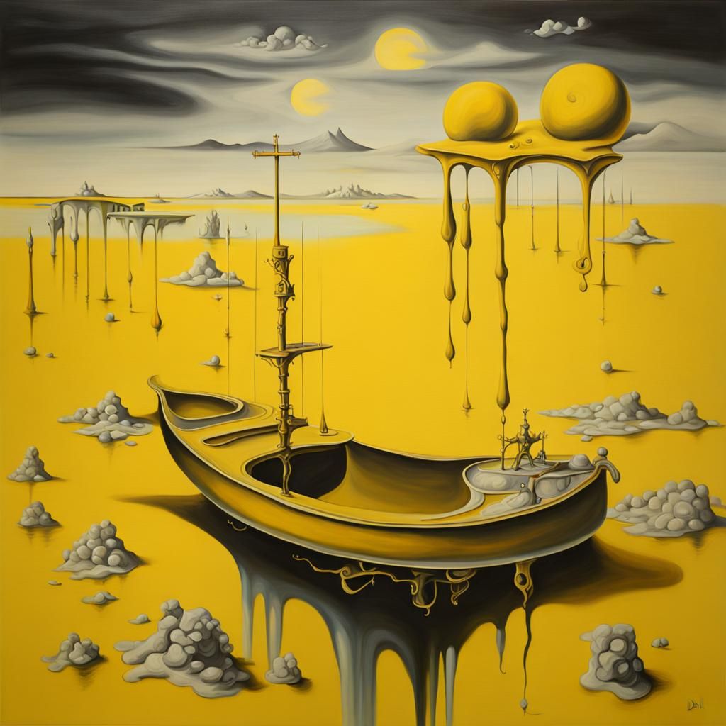 Surrealist Yellow Melting Landscape in Dali Style