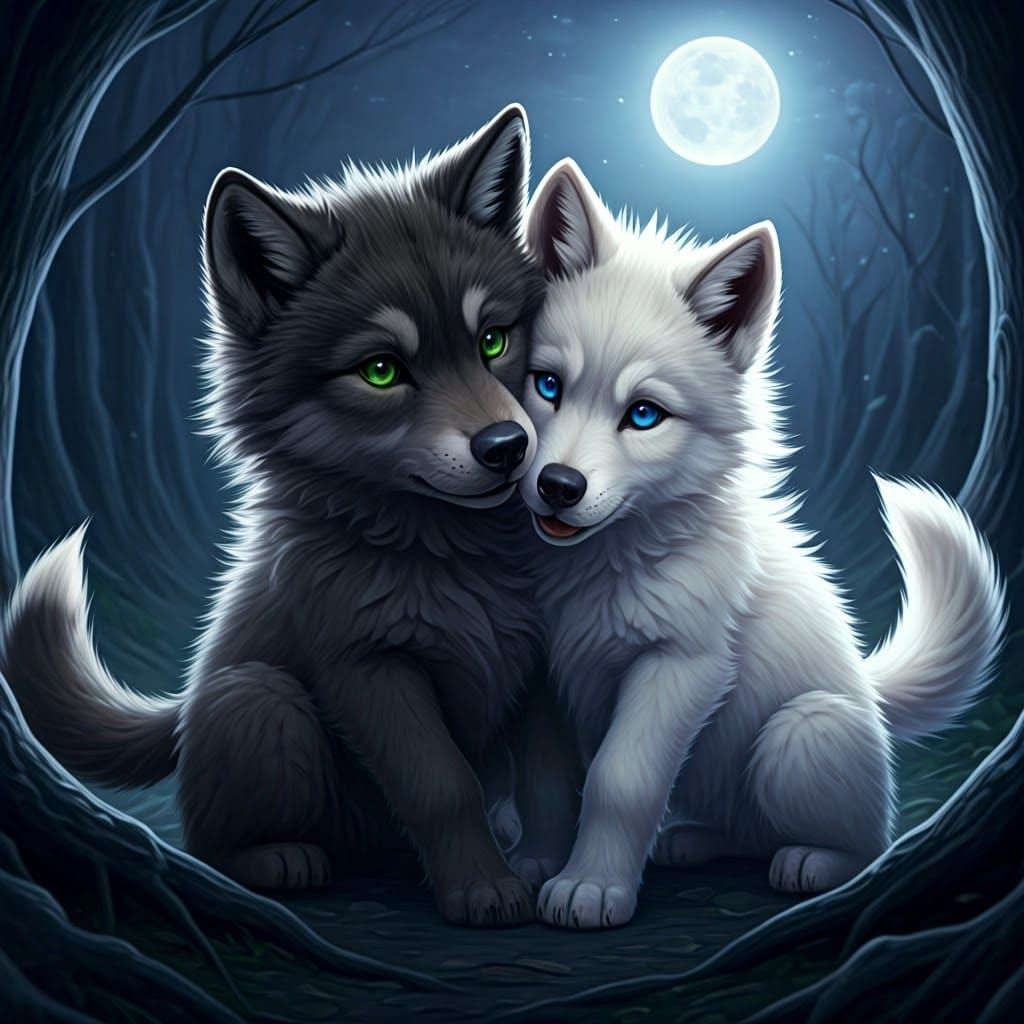 Moonlit Forest Playtime in Whimsical Style