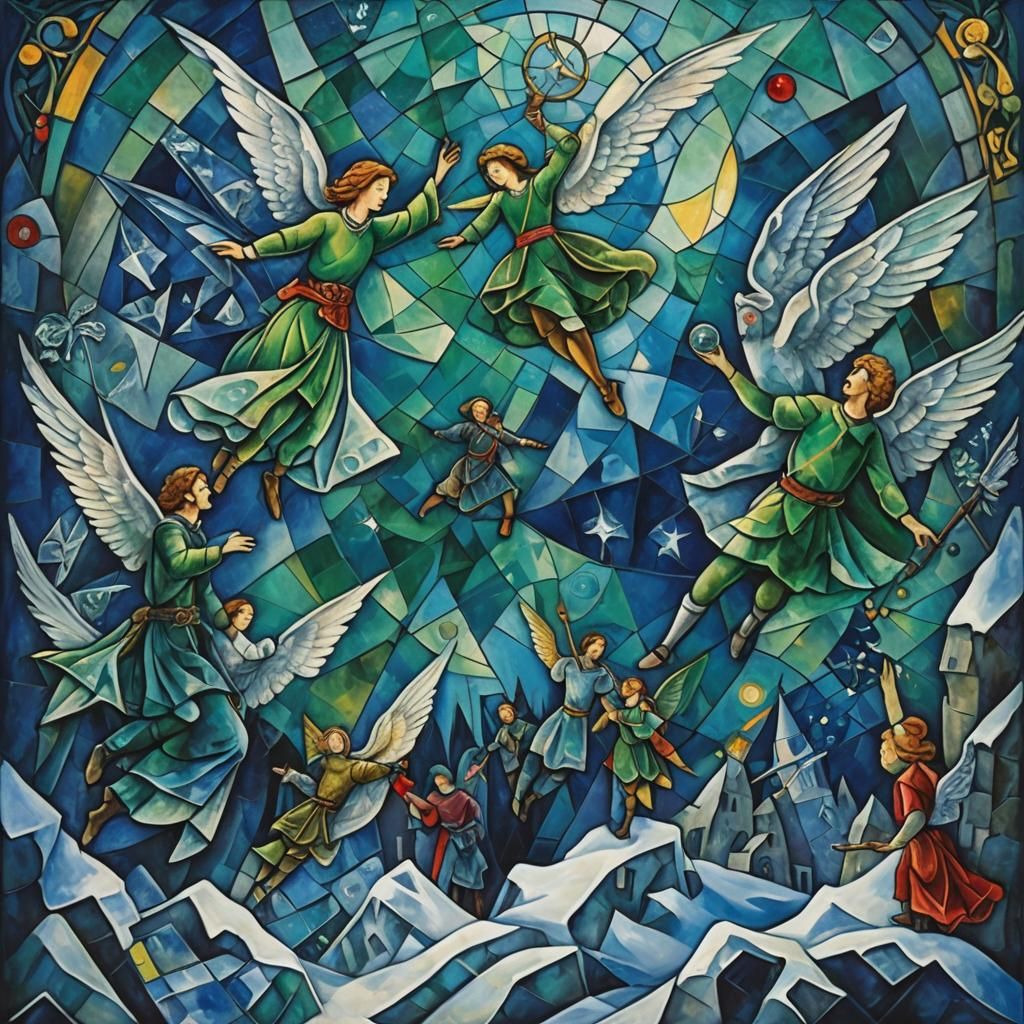 Celtic Knights in Flight: A Surreal Dreamscape