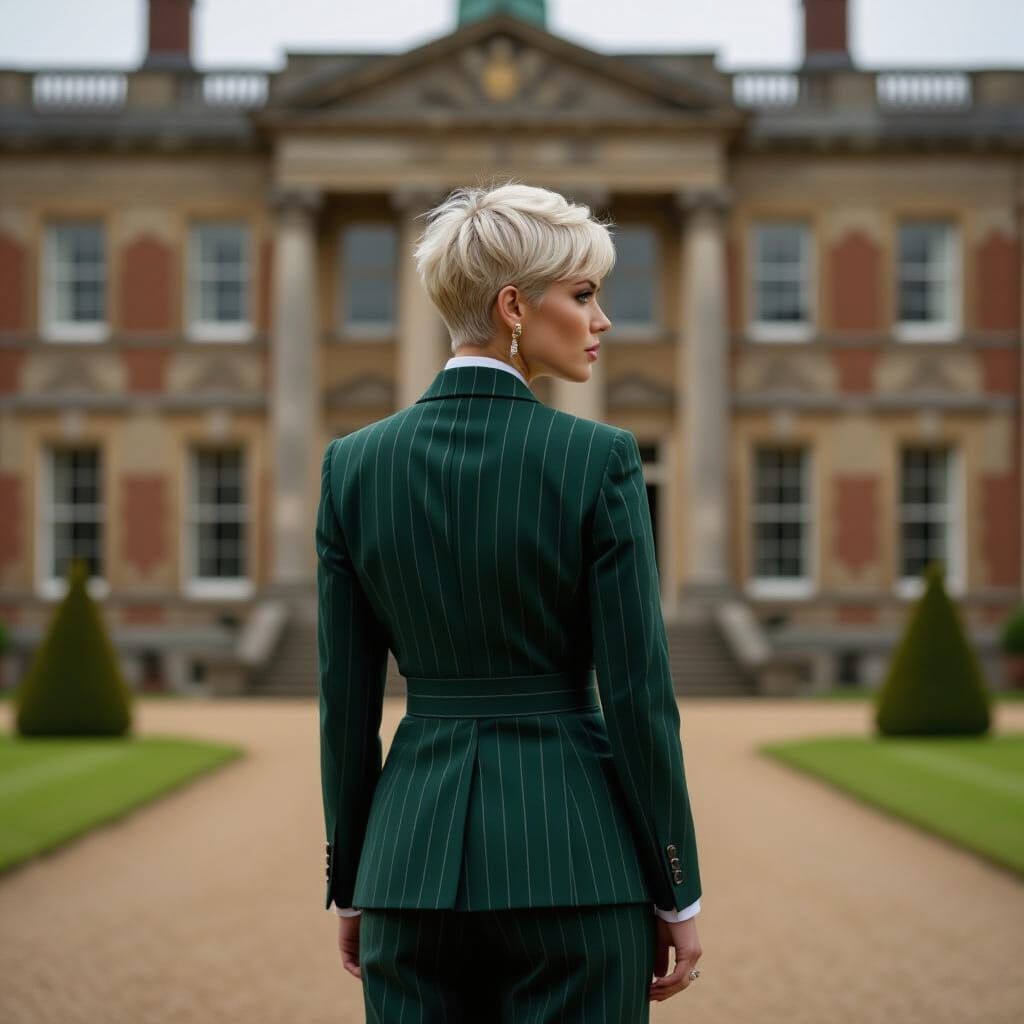 Woman in Green Pant Suit at Wulfe Hall