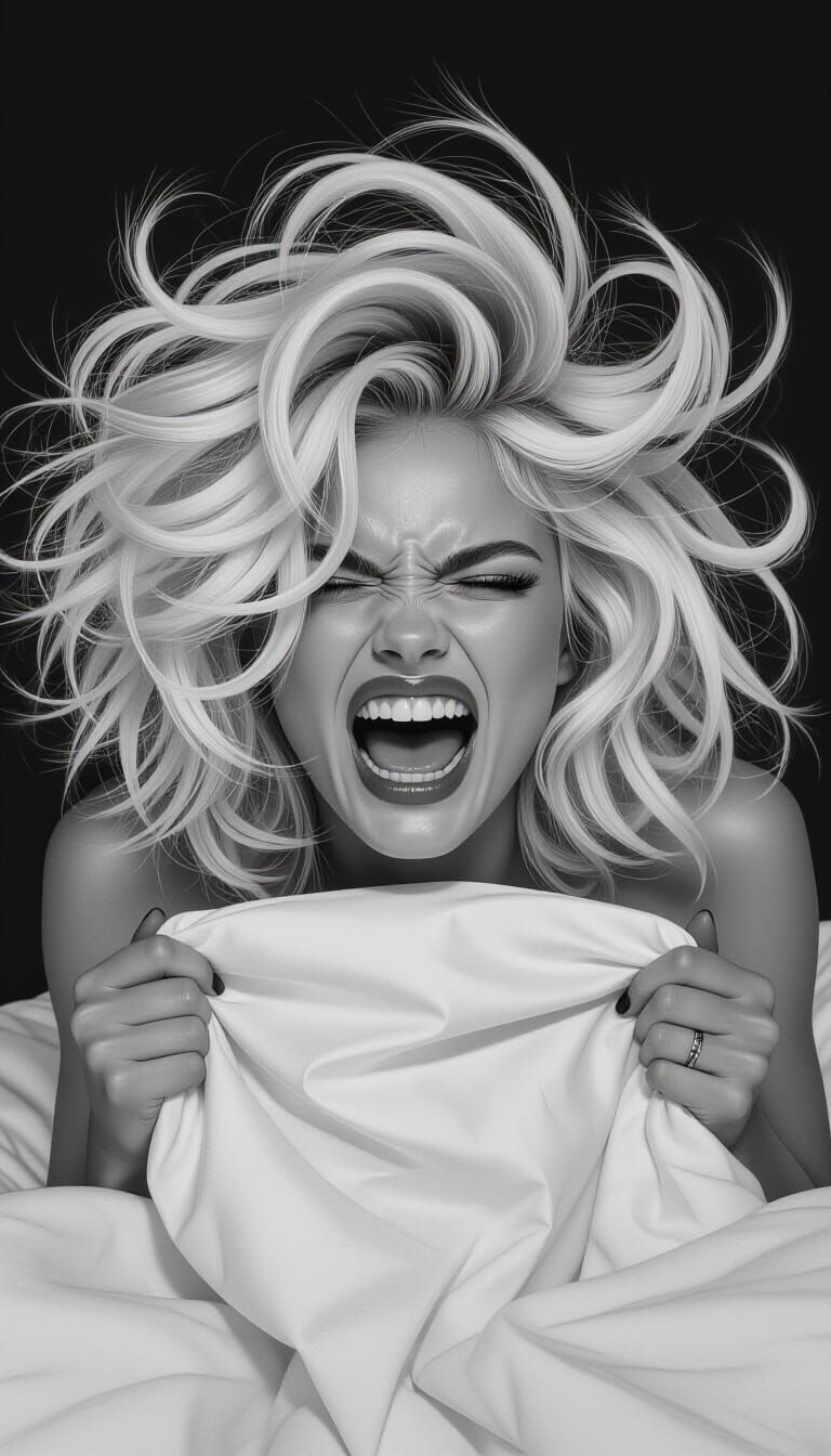 Monochrome Portrait of a Sensual Woman in Motion