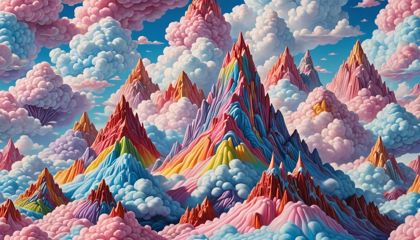 Candy Mountain with Rainbow Lava Flows Digital Art