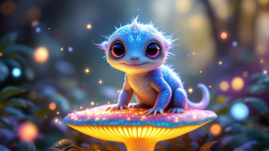 Sloth-Lizard Hybrid in Luminous Forest Glade