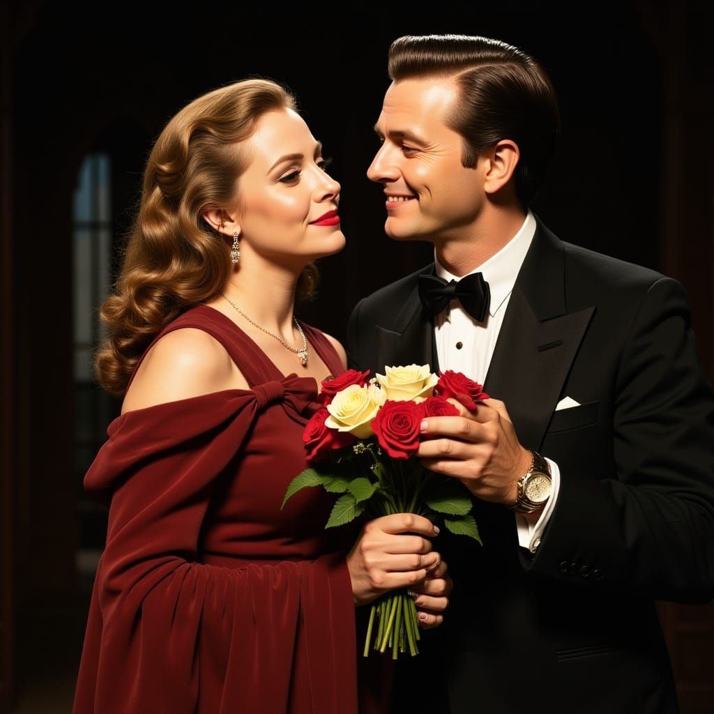 Romantic Movie Scene from the 1950s