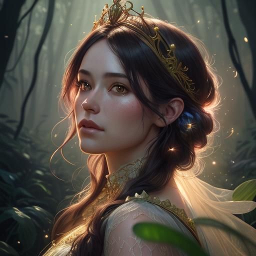 Dreamy Baby Girl Portrait in Mystical Forest