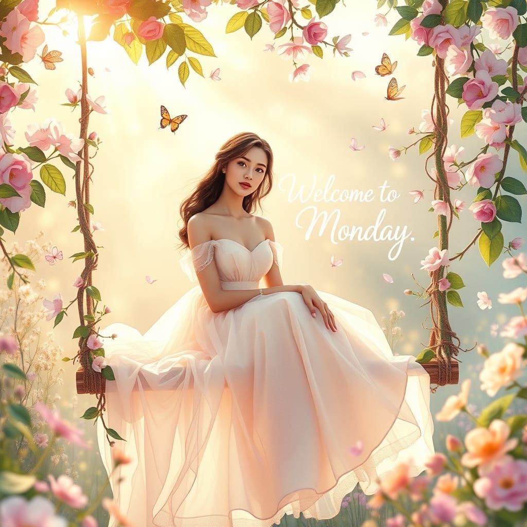 Ethereal Morning Garden in Art Nouveau Style